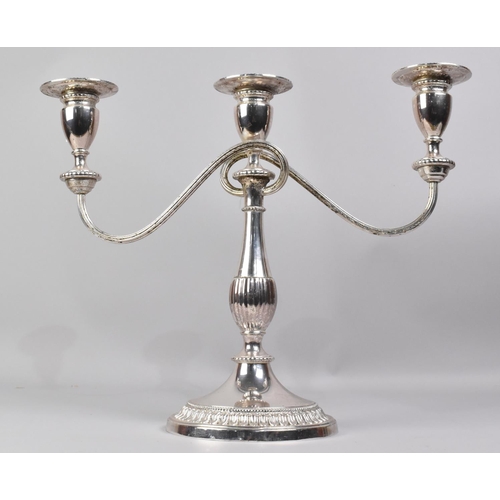 46 - A Mid/Late 20th Century Silver Plated Three Branch Candelabra, 28cms High