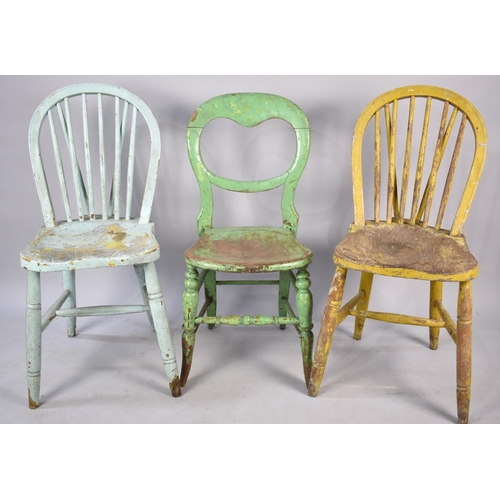 514 - Three Various Painted 19th Century Side Chairs