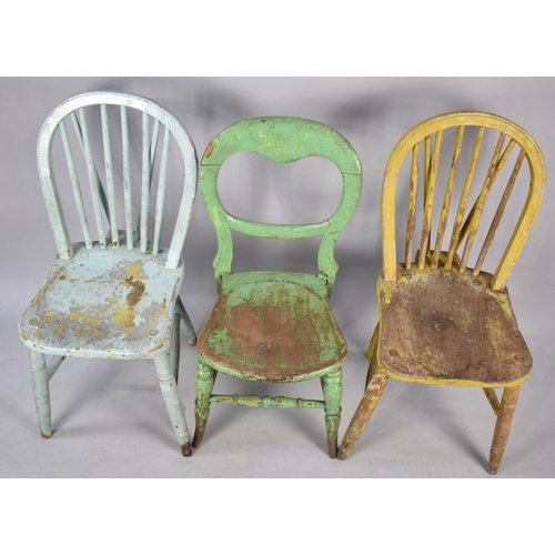 514 - Three Various Painted 19th Century Side Chairs