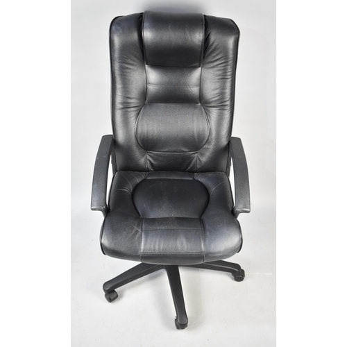 526 - A Modern Leather Effect Swivel Office Armchair