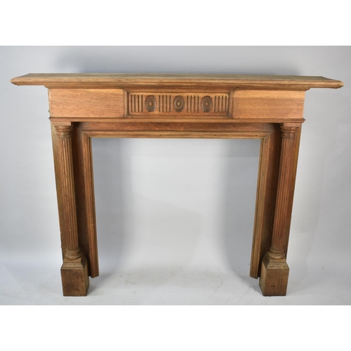 529 - A Stripped Oak Fire Surround with Full Reeded Pilasters Either Side, 166cms Wide