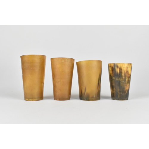 57 - A Collection of Four 19th Century Horn Beakers, Tallest 11cms High