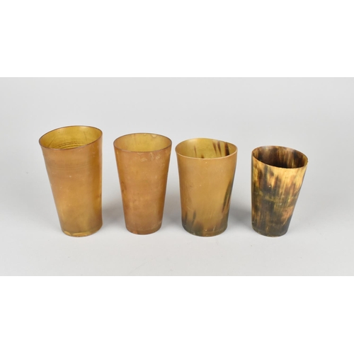 57 - A Collection of Four 19th Century Horn Beakers, Tallest 11cms High