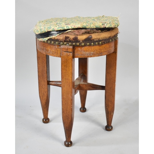 68 - A Vintage Circular Topped Stool for Reupholstery, 34cms Diameter and 50cms High