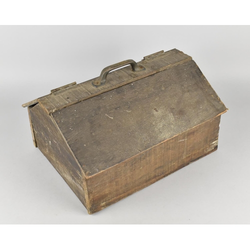 74 - A 19th Century Blacksmiths/Carpenters Two Division Storage Box with Hinged Sloping Lid, 33cms Wide