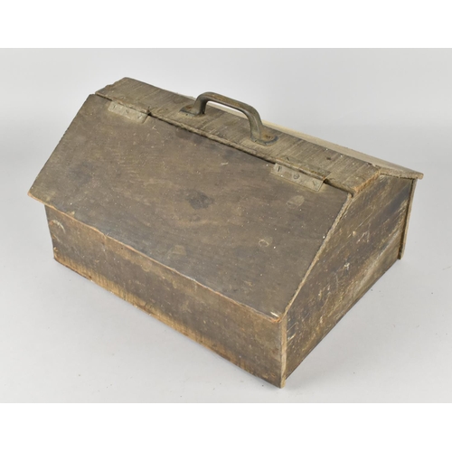 74 - A 19th Century Blacksmiths/Carpenters Two Division Storage Box with Hinged Sloping Lid, 33cms Wide