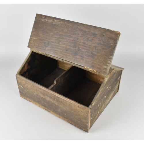 74 - A 19th Century Blacksmiths/Carpenters Two Division Storage Box with Hinged Sloping Lid, 33cms Wide