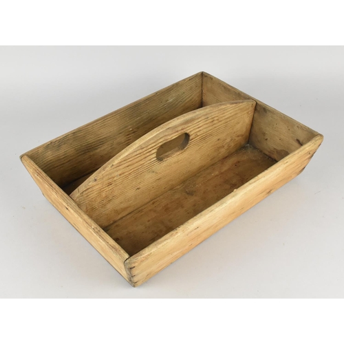 78 - Two 19th Century Rustic Two Division Cutlery Boxes, 34cms and 40cms Long