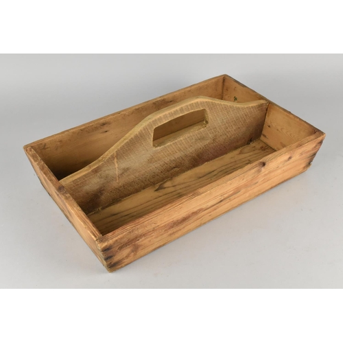 78 - Two 19th Century Rustic Two Division Cutlery Boxes, 34cms and 40cms Long