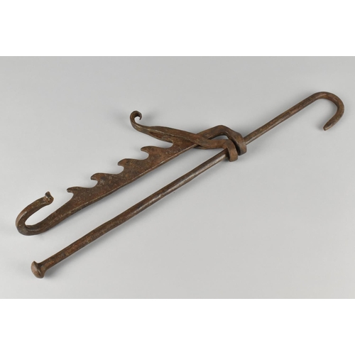 8 - A 19th Century Wrought Iron Range/Cooking Crane, 43cms When Closed