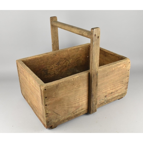 82 - A Large and Heavy Rectangular Trug with Wooden Handle, 50cms by 35cms and 23cms High