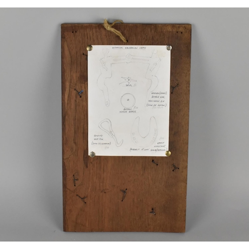 93 - A Rectangular Wooden Board Mounted with Historical Equestrian Items to Include Early Horseshoe, Fold... 