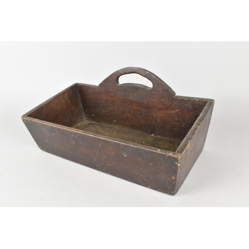 98 - A 19th Century Mahogany Single Cutlery Box with Cut Out Carrying Handle, 30cms Wide