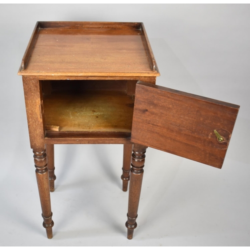 101 - A 19th Century Mahogany Galleried Pot Cupboard with Turned Supports, 41cms Wide and 79.5cms High