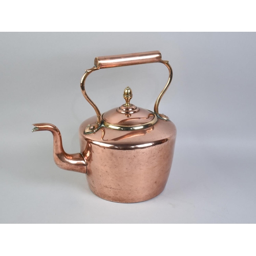 127 - Two Late Victorian/Edwardian Large Copper Kettles, 31cms and 29cms High