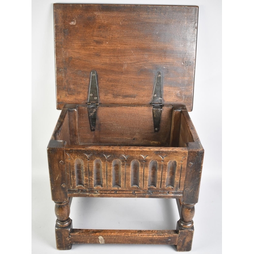 144 - A Mid 20th Century Oak Lift Top Sewing Box, 43cms Wide