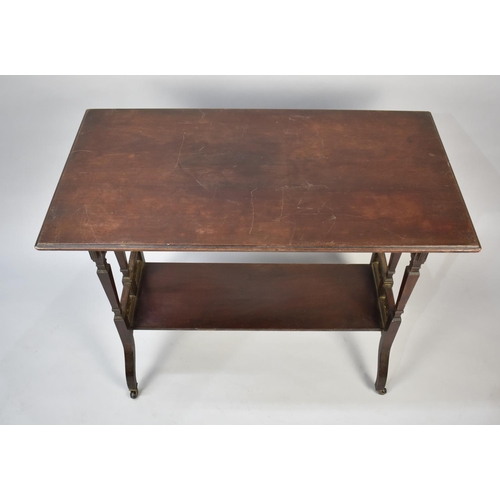 157 - An Edwardian Mahogany Rectangular Side Table on Tapering Square Supports, 89cms Wide