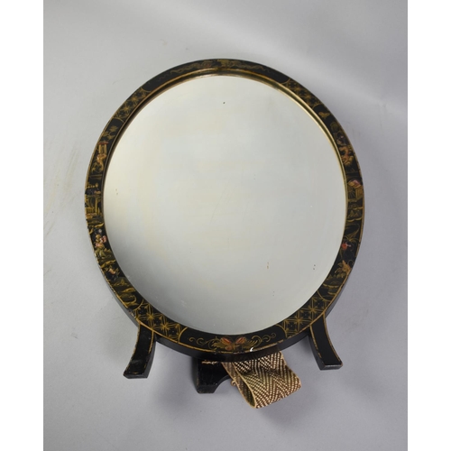 162 - An Edwardian Chinoiserie Easel Back Mirror, 44cms High