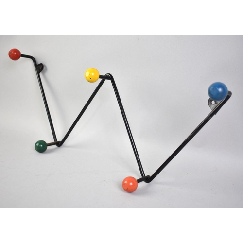 164 - A Vintage Wall Hanging Coat Rail with Coloured Ball Decoration, 47cms Long