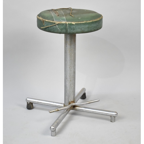 204 - A Vintage Circular Topped Stool with Harrods Label, 30cms Diameter