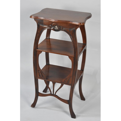 243 - An Art Nouveau Style Mahogany Three Tier Stand/ Occasional Table, Condition Issues, 64cms High