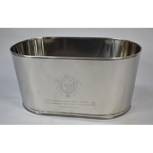 247 - A Large Unused Silver Plated Champagne Cooler with Quotes from Napoleon Bonaparte to One Side and Li... 