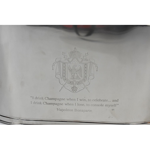 247 - A Large Unused Silver Plated Champagne Cooler with Quotes from Napoleon Bonaparte to One Side and Li... 