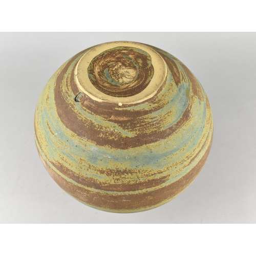 272 - A Studio Pottery Swirl Vase of Globular Form, Makers Stamp, 25cm high