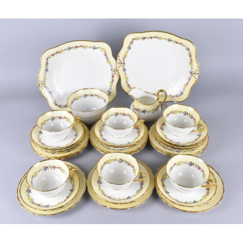 301 - A Tuscan Heather Tea Set to Comprise Six Cups, Eleven Saucers, Twelve Side Plates, Two Cake Plates, ... 