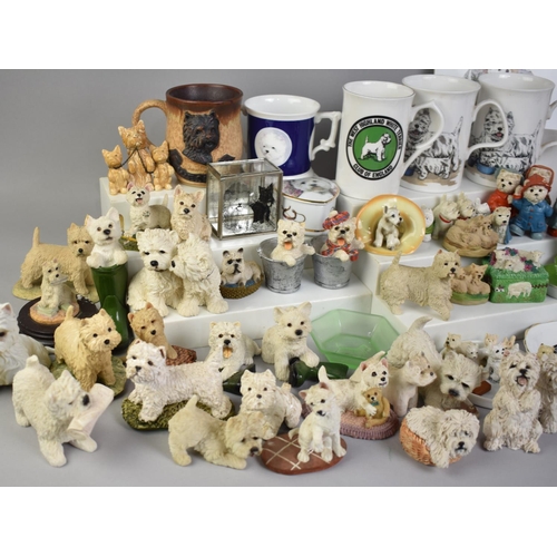 379 - A Collection of Various West Highland Terrier Figures, Mugs, Glass Dish etc