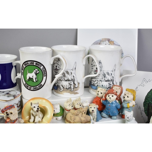 379 - A Collection of Various West Highland Terrier Figures, Mugs, Glass Dish etc