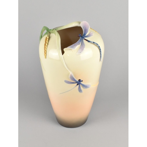 388 - A Franz Porcelain Vase, Small Nick to Wing on Dragonfly, 28cm high