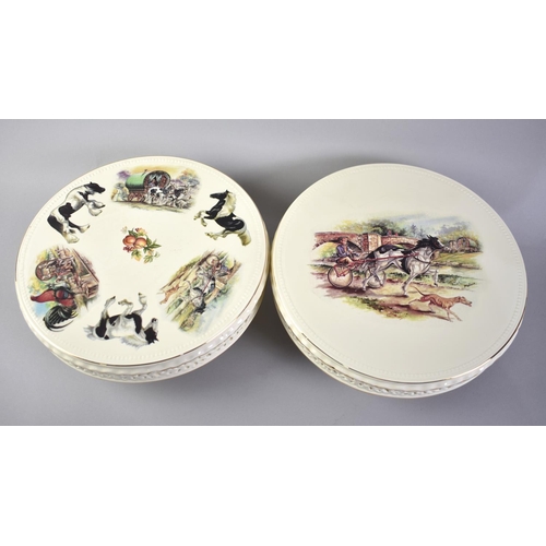 398 - Two Ceramic Cake Stands with Transfer Decoration, 27cm Diameter