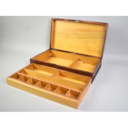 4 - A Carved Wooden Work Box with Hinged Lid to Fitted Interior and Removable Fitted Tray, Geometric Dec... 