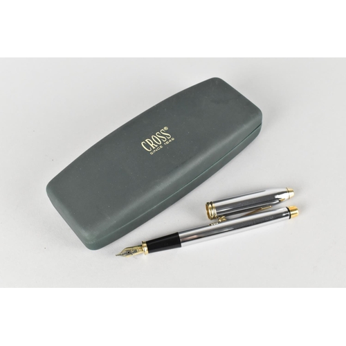 409 - A Cross Gold Plate and Chrome Fountain Pen in Case