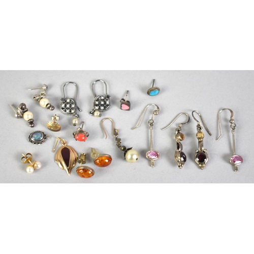 412 - A Collection of Various Silver, Gold and White Metal Jewelled Earrings to include Pearl Mounted, Opa... 