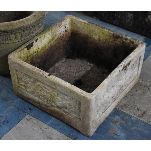 441 - A Reconstituted Stone Square Planter of Square Form, 52cm Square and 21cm high