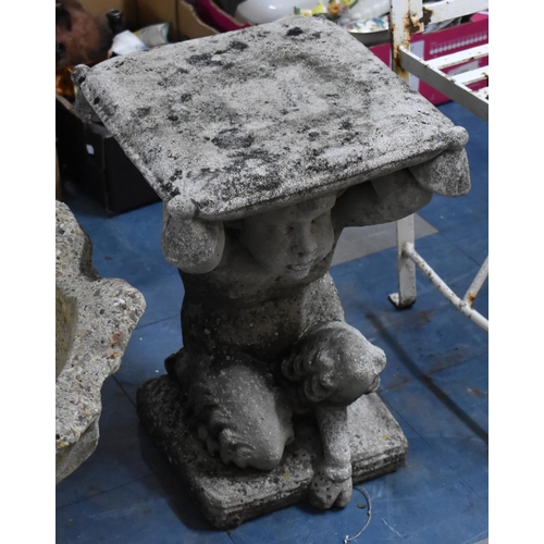 451 - A Reconstituted Stone Plinth with Faun Support, 48cm high