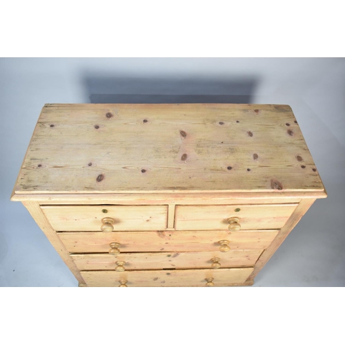 497 - A Stripped Pine Chest of Two Short and Three Long Drawers, Plinth Base, 106cms Wide