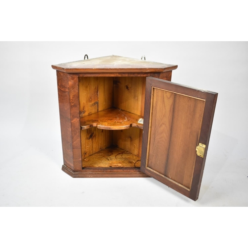 501 - A Small Walnut Wall Hanging Corner Cabinet, 52cms Wide and 52cms High