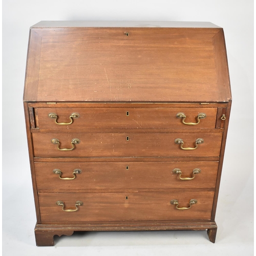 504 - A Late 19th/Early 20th Century Mahogany Fall Front Bureau with Fitted Interior and Four Long Drawers... 