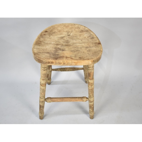 508 - A Vintage High Stool on Turned Supports, 75cms High