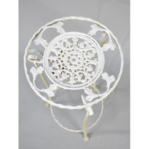 516 - A 20th Century White Painted Wrought Iron Plant Stand, 26cms Diameter and 61cms High