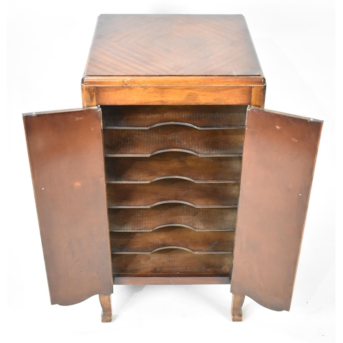 535 - An Edwardian Mahogany Sheet Music Cabinet with Fitted Shelved Inner, 43cms Square