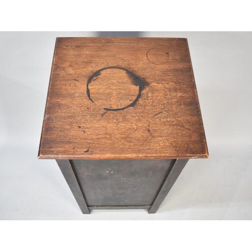 544 - An Edwardian Oak Lift Top Linen Box, 43.5cms Square