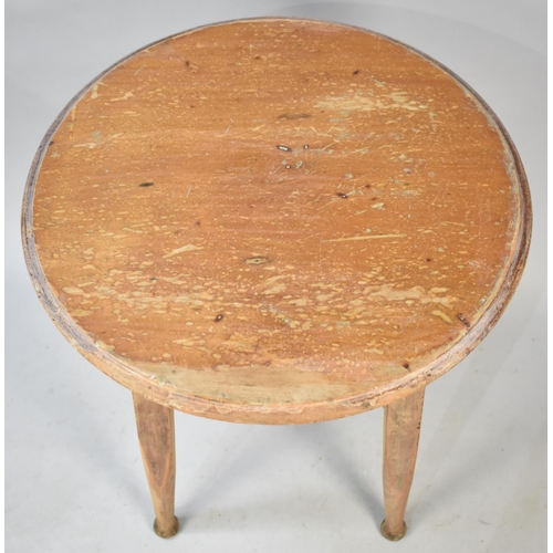 549 - A Vintage Circular Topped Wooden Pub Table, 60cms Diameter