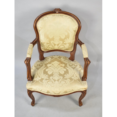 558 - A Single French Style Walnut Framed Salon Armchair