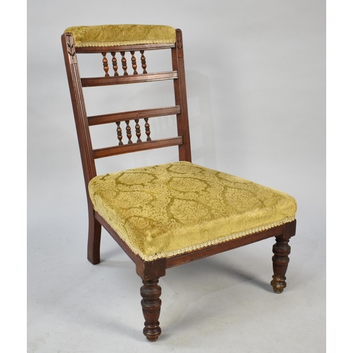 561 - A Small Edwardian Ladies Nursing Chair with Upholstered Seat and Top Rail