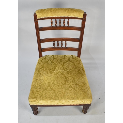 561 - A Small Edwardian Ladies Nursing Chair with Upholstered Seat and Top Rail