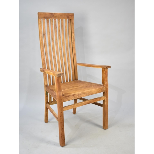 566 - A Modern Far Eastern Hardwood Armchair with High Back